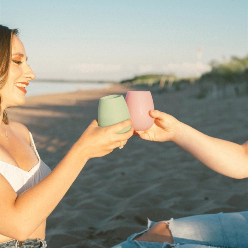 Portable Silicone Travel Wine Glasses + Bag