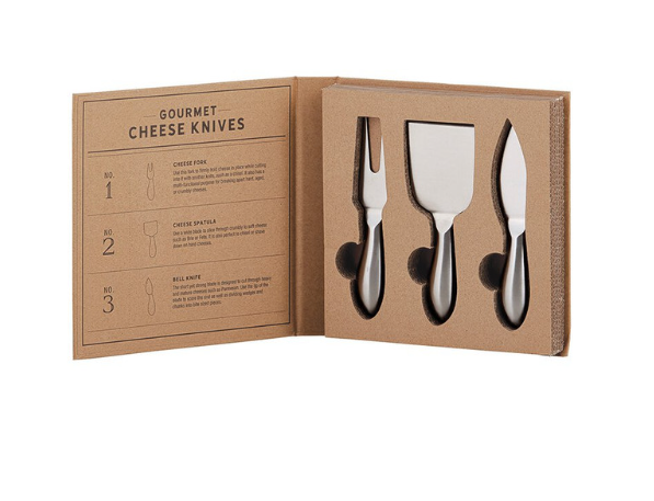 Silver Gourmet Cheese Knives Book Box