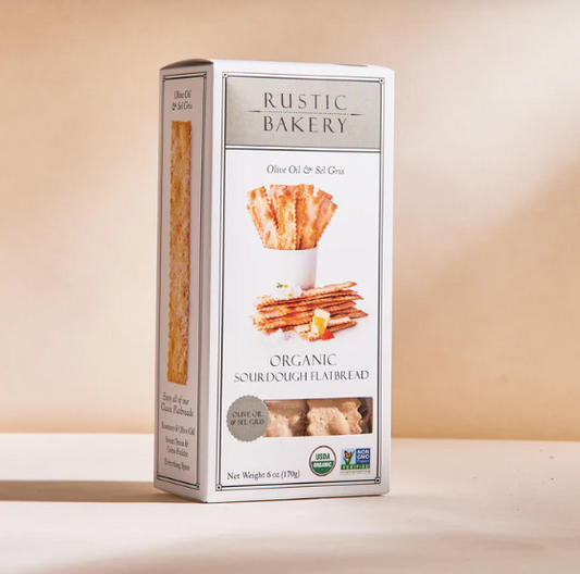 One package Olive Oil & Sel Gris Sourdough Flatbread Crackers