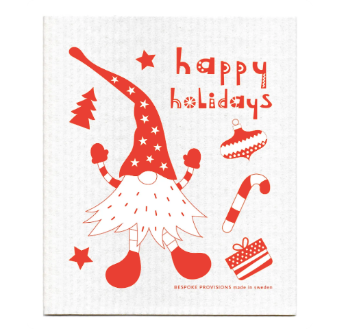 Holiday Gnome Swedish Dishcloth - Reusable Sponge Cloth
