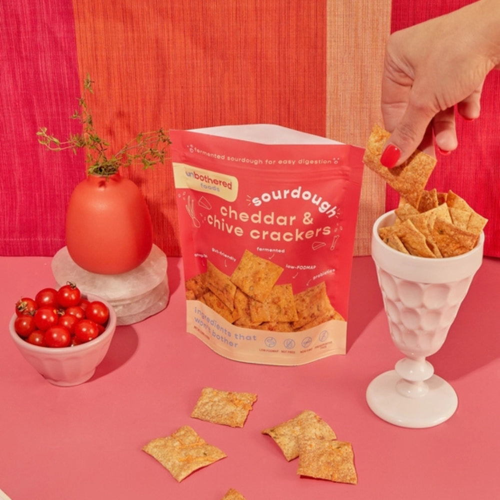 Sourdough Cheddar & Chive Crackers - Gut-Friendly