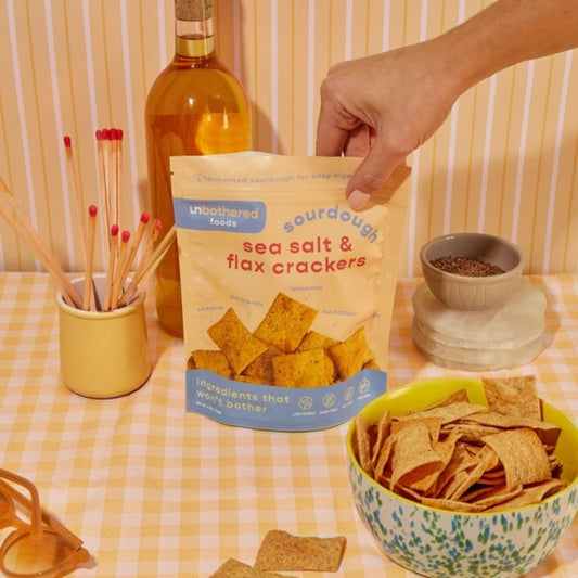 Sourdough Sea Salt & Flax Crackers - Gut-Friendly