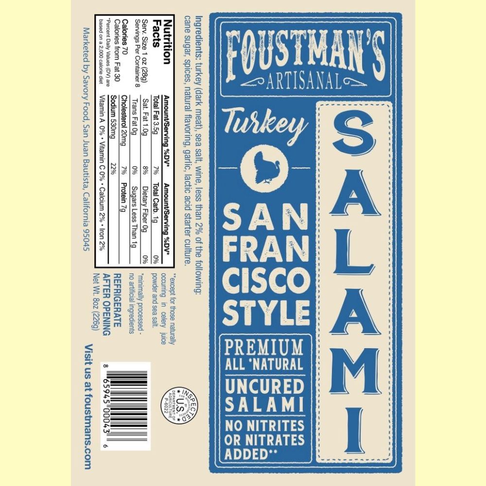 Turkey San Francisco Style Uncured Salami